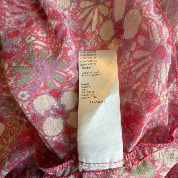 Free People Womens Small Pink Multi Floral Sheer Groovy Ruffle Maxi Feminine - Picture 11 of 13